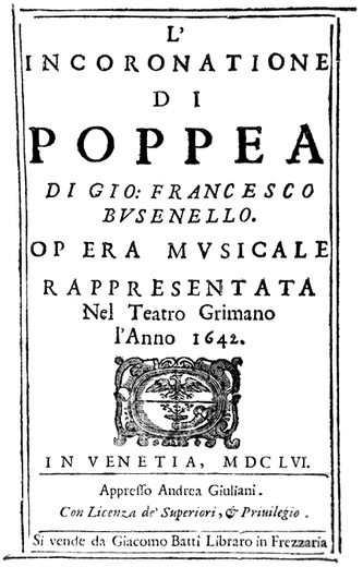 Historische affiche van de première van de Monteverdi opera 